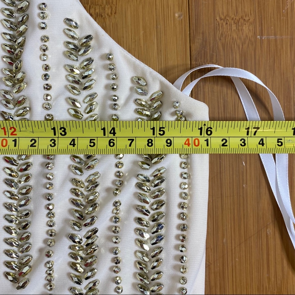 Betsy & Adam studded halter dress gold/cream 6 - Picture 6 of 7